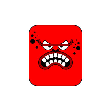 Anger Red Face Icon. Evil Worker. Angry Red Boss. Vector Illustration