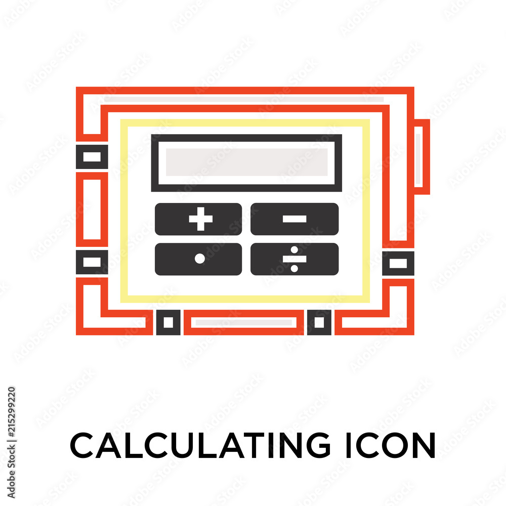 Poster calculating icon vector sign and symbol isolated on white background, calculating logo concept