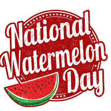 National watermelon day sign or stamp