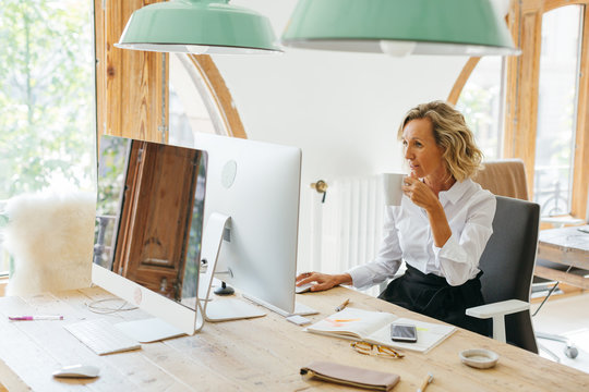 Mature businesswoman working at office.