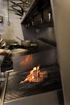 Meat cooking in barbecue