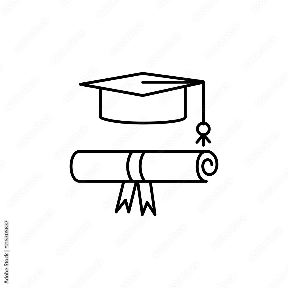 Poster certificate and graduate cap. element of education icon for mobile concept and web apps. thin line c