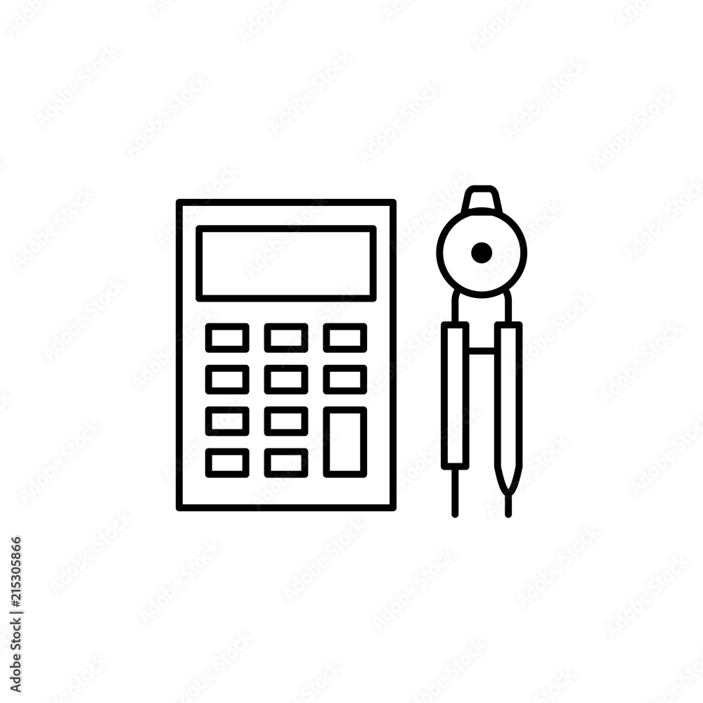Poster calculator and compasses. element of education icon for mobile concept and web apps. thin line calcu