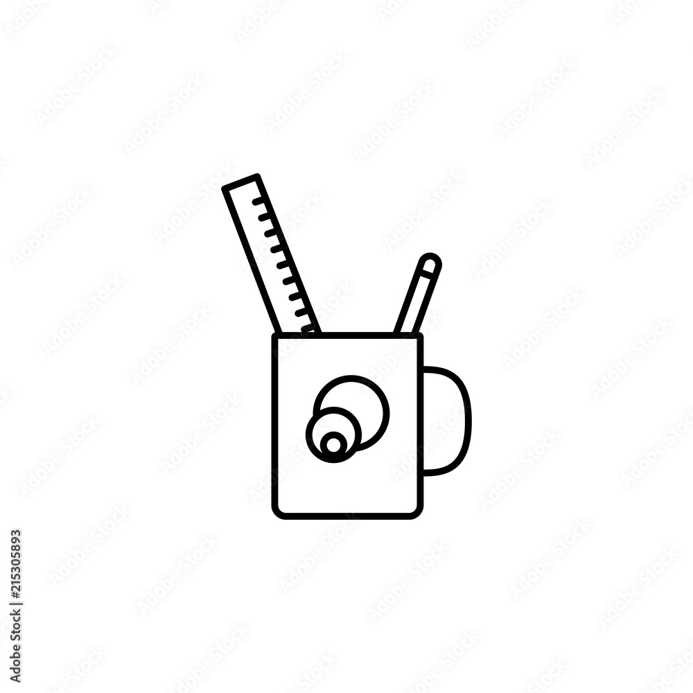 Poster desktop pencil case. element of education icon for mobile concept and web apps. thin line desktop pe