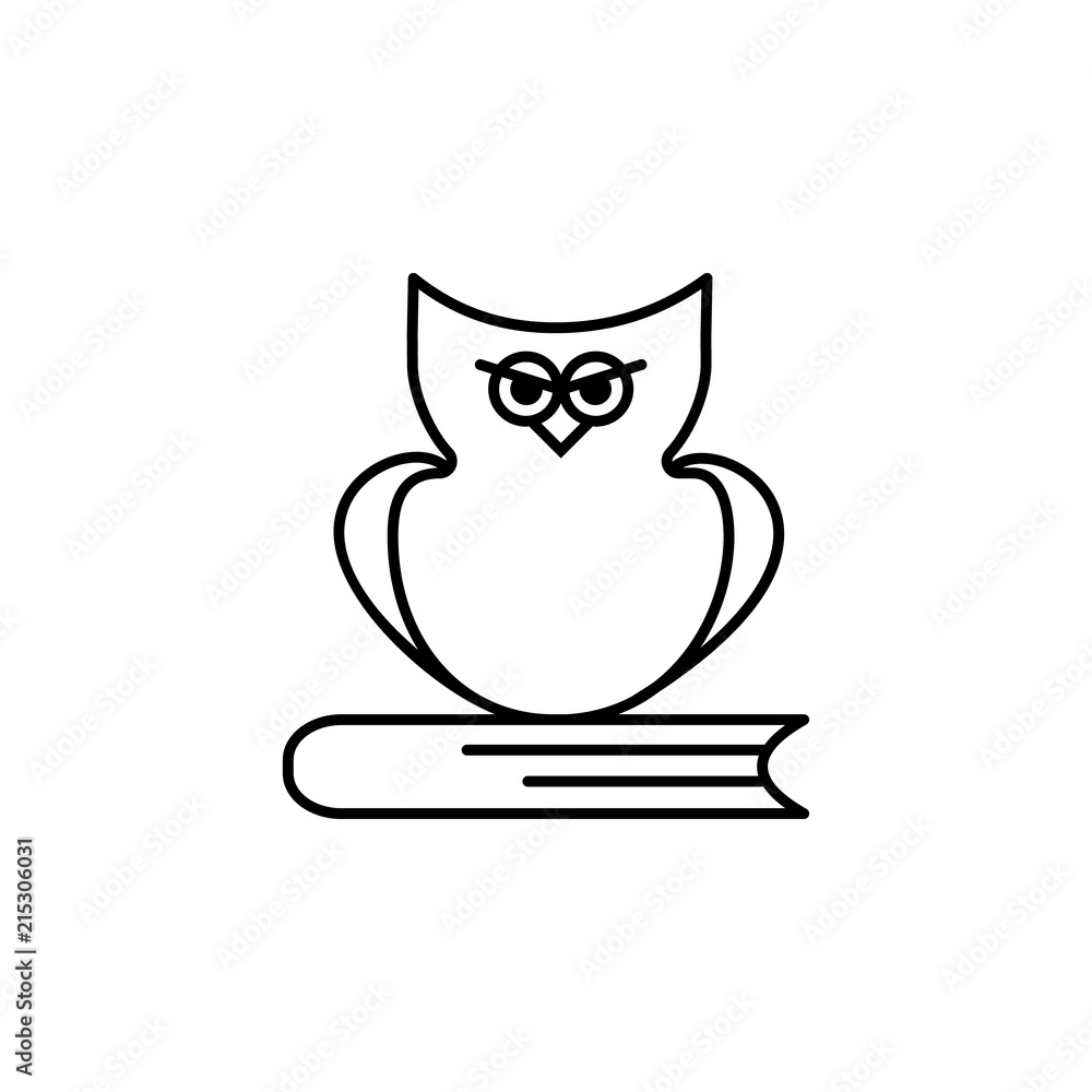 Poster owl on the book. element of education icon for mobile concept and web apps. thin line owl on the boo