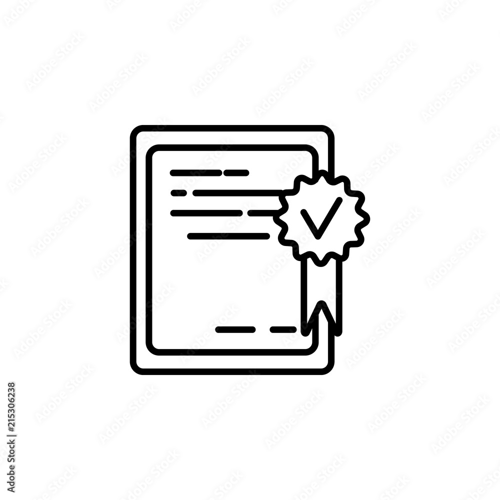 Poster certified tablet. element of job interview icon for mobile concept and web apps. thin line certified
