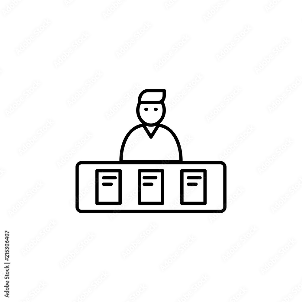 Poster examiner. element of job interview icon for mobile concept and web apps. thin line examiner can be u