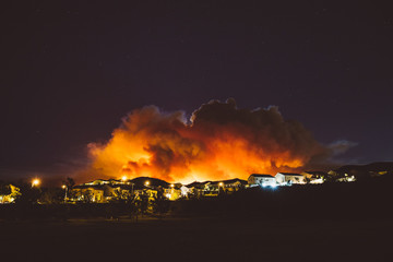 California wildfire burns at night