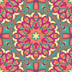 Hand drawn ornamental seamless pattern. Vector Illustration