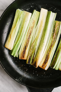 Pan searing Leeks for a recipe