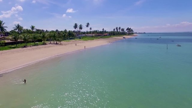 Aerial view of Penha Beach, Ilha de Itaparica, Vera Cruz, Bahia, Brazil