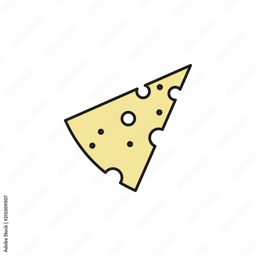 Poster piece of cheese colored outline icon. element of food icon for mobile concept and web apps. thin lin