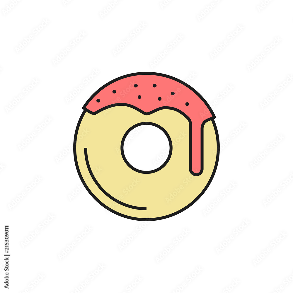 Poster donut colored outline icon. element of food icon for mobile concept and web apps. thin line donut ic