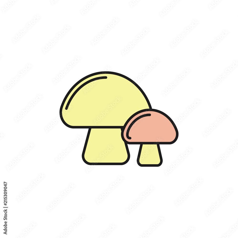 Poster mushrooms colored outline icon. element of food icon for mobile concept and web apps. thin line mush
