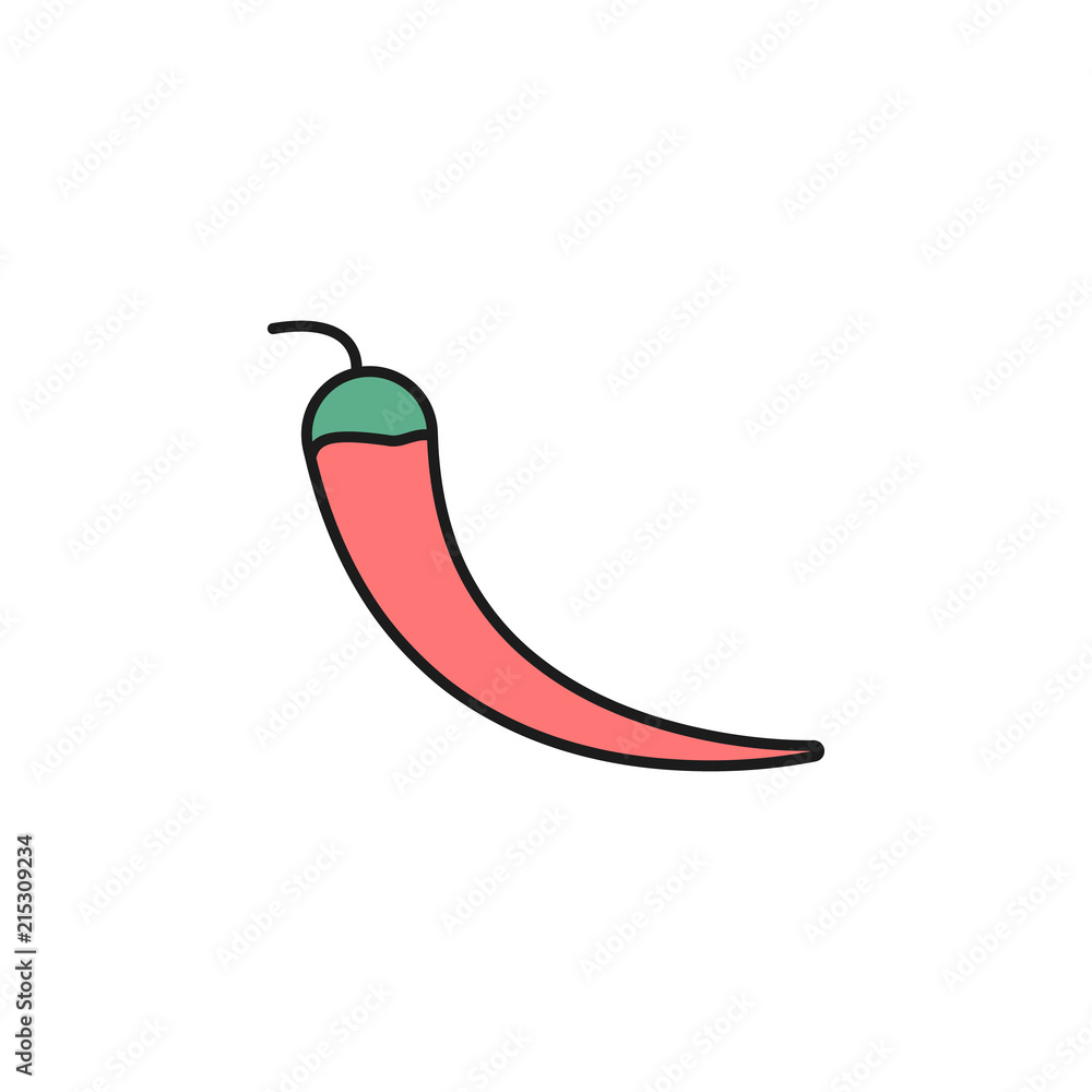 Poster hot peppers colored outline icon. element of food icon for mobile concept and web apps. thin line ho