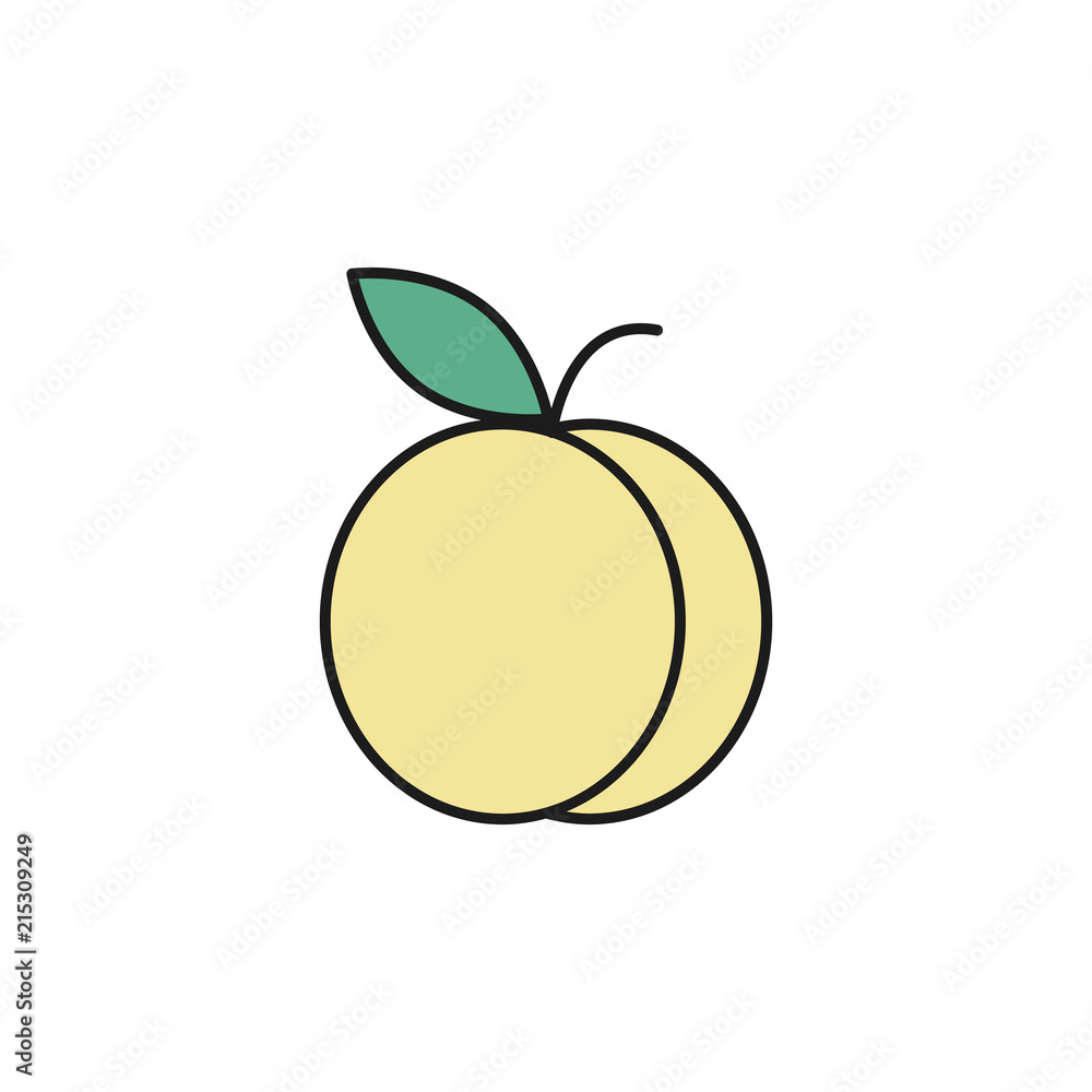 Poster apricot colored outline icon. element of food icon for mobile concept and web apps. thin line aprico
