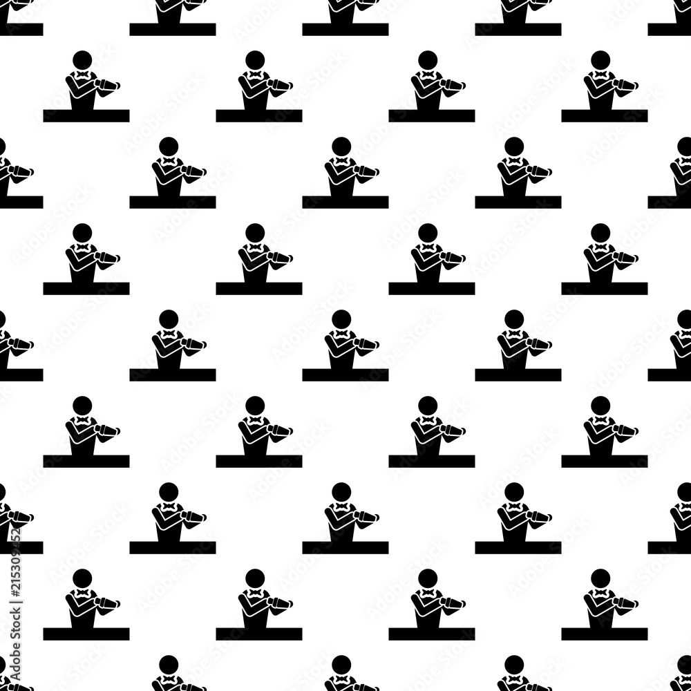 Poster bartender icon in pattern style