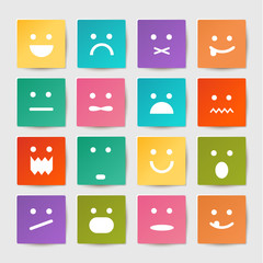 Set of square smileys stickers.
