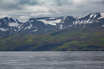 View of the Mountains in Husavik area, Iceland.