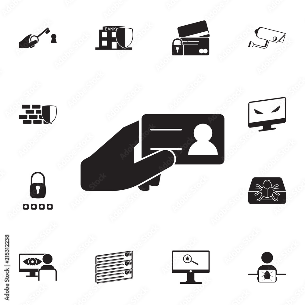 Poster identification card in hands icon. detailed set of cyber security icons. premium quality graphic des