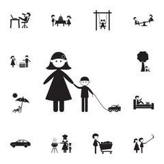 mother with her son on a walk icon. Detailed set of Family icons. Premium quality graphic design sign. One of the collection icons for websites, web design, mobile app © rashadaliyev