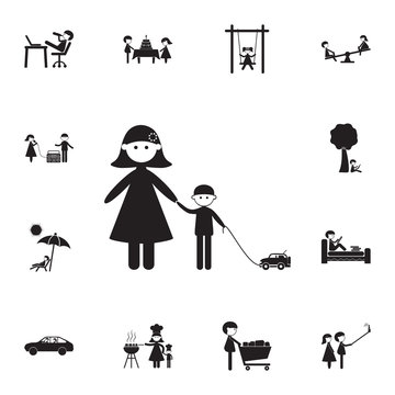 mother with her son on a walk icon. Detailed set of Family icons. Premium quality graphic design sign. One of the collection icons for websites, web design, mobile app