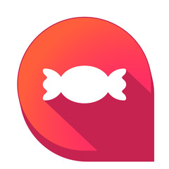 ikona z długim cieniem na tle strzałki pinezki