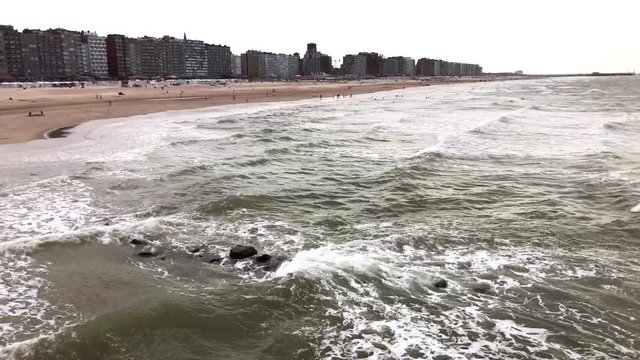 A set of 2 clips of the view of the beach of Blankenberge, Belgium. Shot in 4K 60fps from the top of the local Pier.