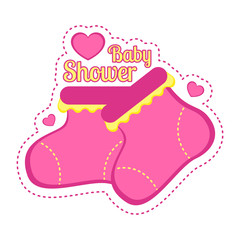 Obraz premium Baby shower label with a pair of socks