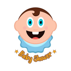 Baby shower label with a baby