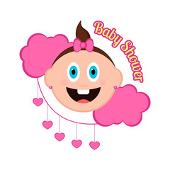 Baby shower label with a baby