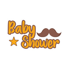 Baby shower label with a mustache