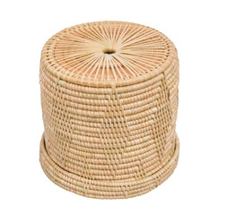Wood basket wicker wooden in handmade 45 degree view