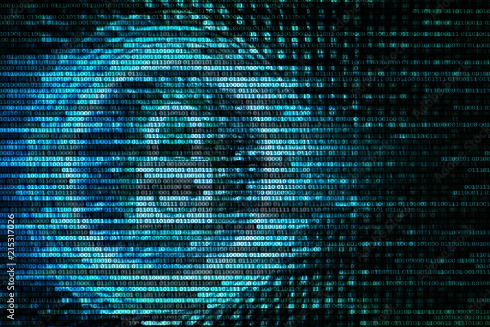 Poster Multiple exposure padlock icon on binary code screen. 