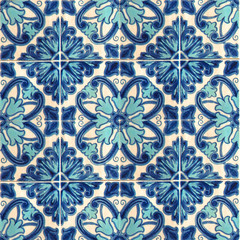 Collection of blue patterns tiles