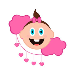 Happy baby with clouds icon