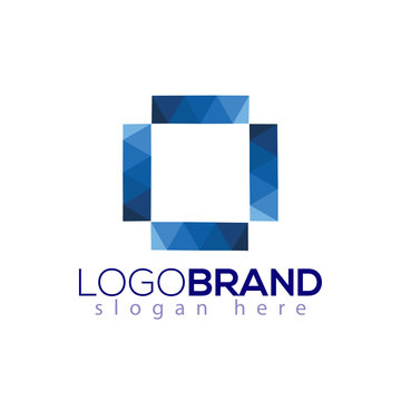 cardboard blue geometric logo vector template