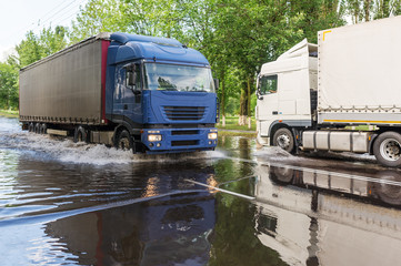 Floods hit the town Gomel in Belarus after heavy rain. Autoroad were flooded.