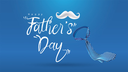 Happy Father’s Day greeting card, banner design with lettering, typography or Calligraphy in three-dimensional style
