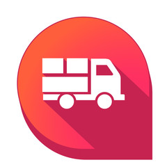 ikona z długim cieniem na tle strzałki pinezki