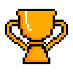 Obraz premium Isolated pixelated golden trophy icon