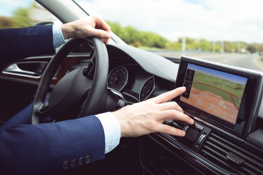 Businessman driving a car
