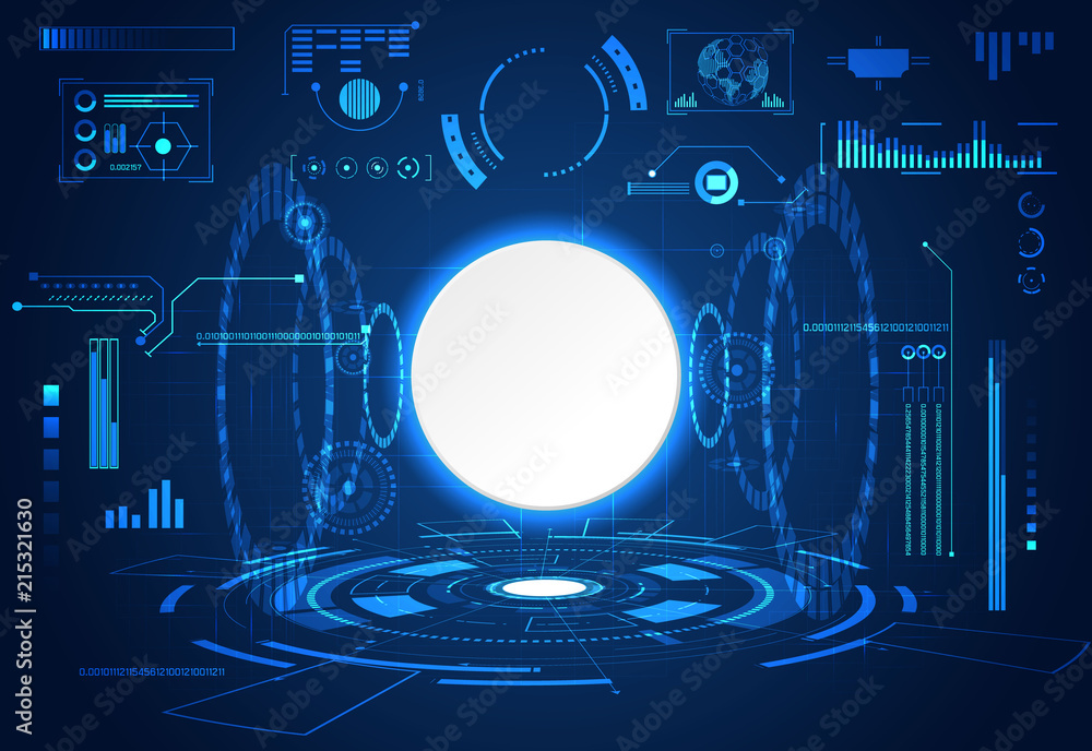 Poster abstract technology ui futuristic concept hud interface hologram elements of digital data chart, com