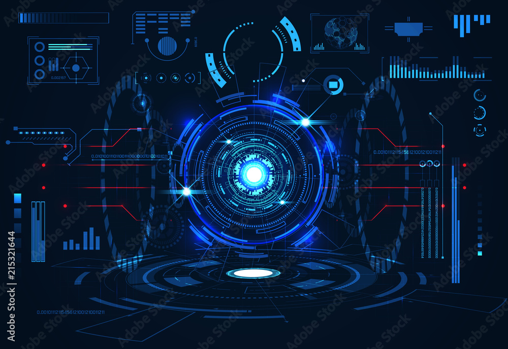 Poster abstract technology ui futuristic concept hud interface hologram elements of digital data chart, com