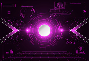 Obraz premium abstract technology ui futuristic concept hud interface hologram elements of digital data chart, communication, computing and circle percent vitality innovation on hi tech future design background