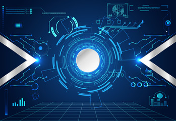 abstract technology ui futuristic concept hud interface hologram elements of digital data chart, communication, computing and circle percent vitality innovation on hi tech future design background