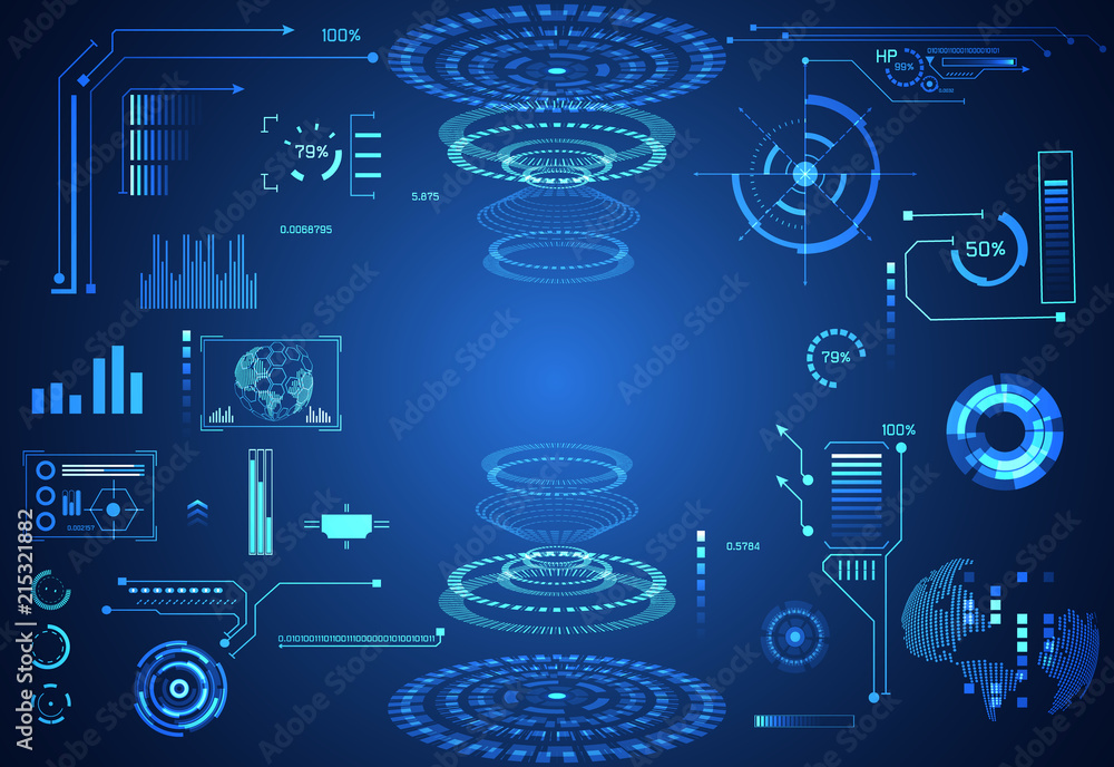Poster abstract technology ui futuristic concept hud interface hologram elements of digital data chart, com