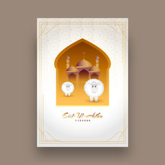 Muslim community festival Eid-Al-Adha celebration greeting card design.