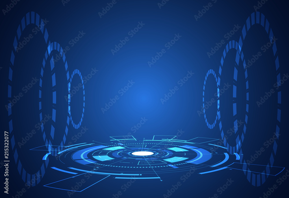Aufkleber abstract technology futuristic concept interface hologram elements of digital data chart, communicat