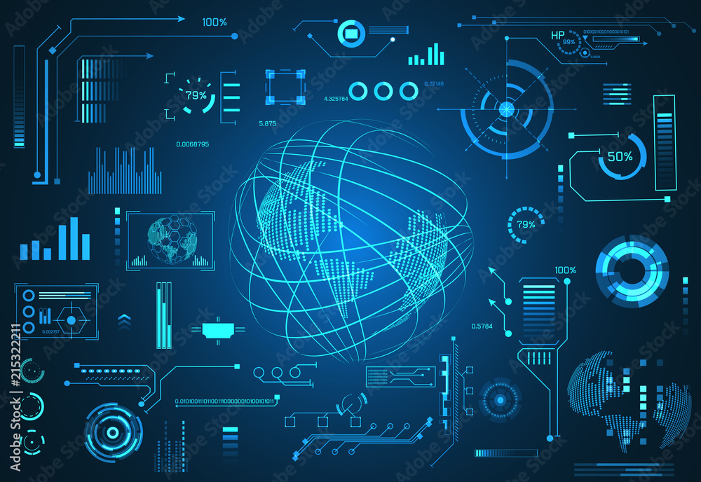 Poster abstract technology ui futuristic concept world hud interface hologram elements of digital data char